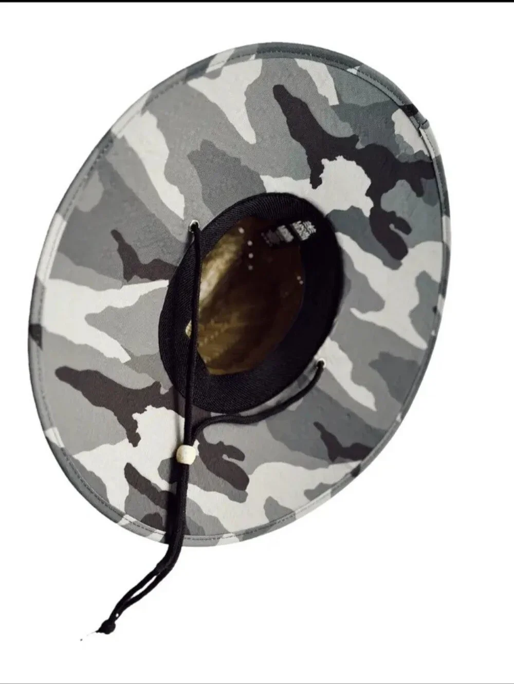 Kids Straw Sun Hat with Gray Camo Brim - Local Beach